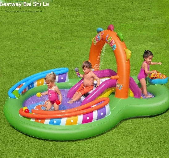 Bestway 53117  Hot Sale Kids Summer Water Party Pool rainbow Ring Inflatable Play Center Pool Garden Kiddie Pool