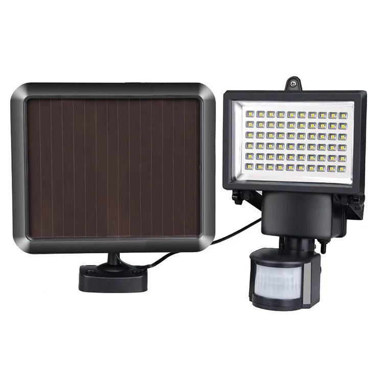 Projecteur avec capteur de corps solaire à infrarouge, 60 LED, Anti-vol, éclairage pour allée, Villa, Garage
