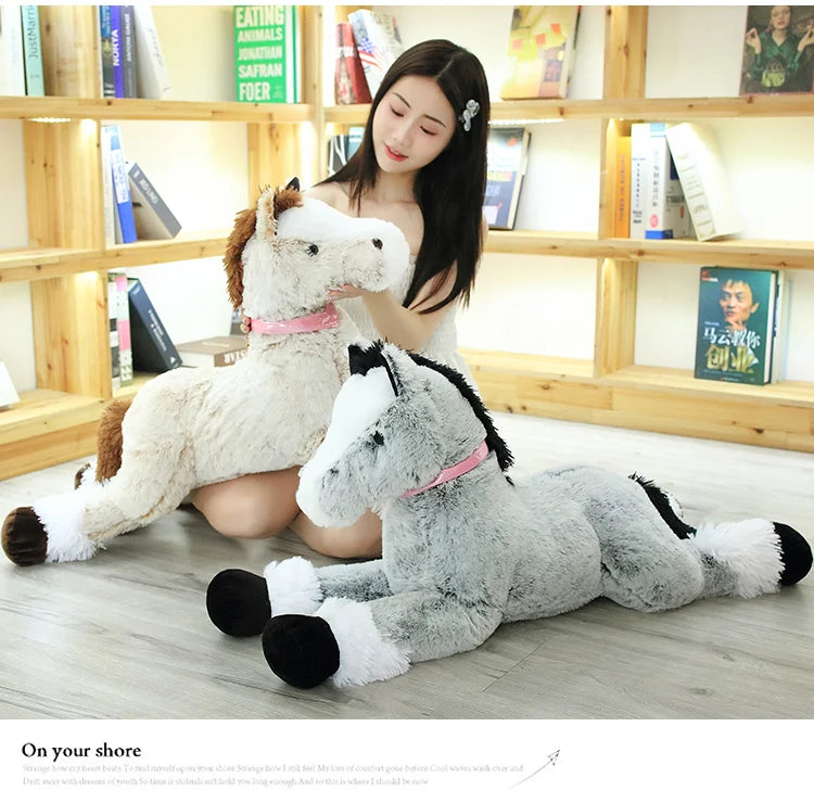 1pc 90CM Big Size Cute Lying Horse Plush Toys Stuffed Cartoon Animal Horse Children Kids Girls Shooting Props Birthday Gifts