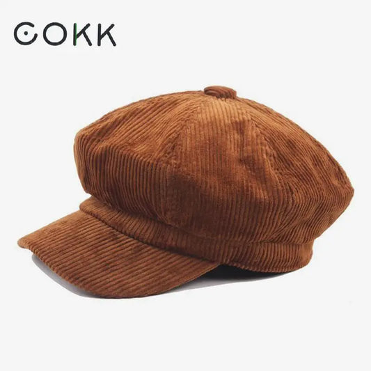 COKK-casquette Newsboy, béret pour femmes, automne hiver, casquette octogonale de peintre, chapeau Vintage anglais, Gorras Boina Feminina