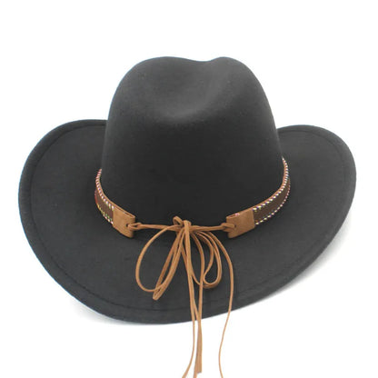 Chapeau de cowboy western en laine pour homme et femme, idéal pour l'hiver, l'automne, le jazz, la cowgirl, le sombrero, 2 grandes tailles
