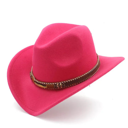 Chapeau de cowboy western en laine pour homme et femme, idéal pour l'hiver, l'automne, le jazz, la cowgirl, le sombrero, 2 grandes tailles