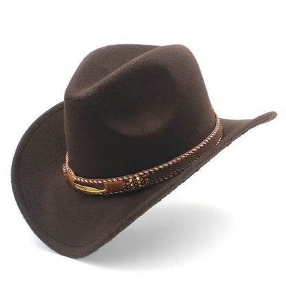 Chapeau de cowboy western en laine pour homme et femme, idéal pour l'hiver, l'automne, le jazz, la cowgirl, le sombrero, 2 grandes tailles