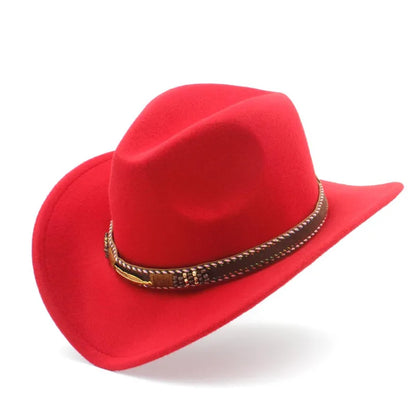 Chapeau de cowboy western en laine pour homme et femme, idéal pour l'hiver, l'automne, le jazz, la cowgirl, le sombrero, 2 grandes tailles