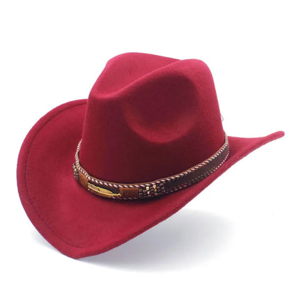 Chapeau de cowboy western en laine pour homme et femme, idéal pour l'hiver, l'automne, le jazz, la cowgirl, le sombrero, 2 grandes tailles