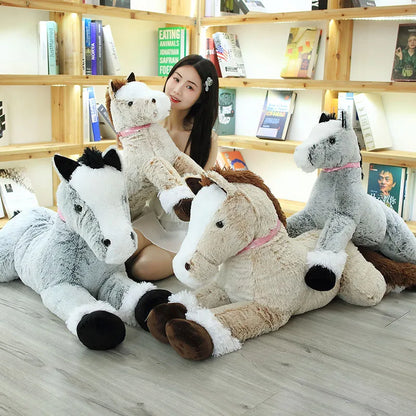 1pc 90CM Big Size Cute Lying Horse Plush Toys Stuffed Cartoon Animal Horse Children Kids Girls Shooting Props Birthday Gifts