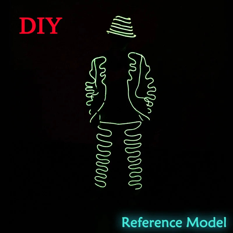 EL Suits New Fashion LED/EL Clothes Luminous Costumes Glow Dance Supplies Light Clothing Men For Holiday DIY Decoration Hot Sale
