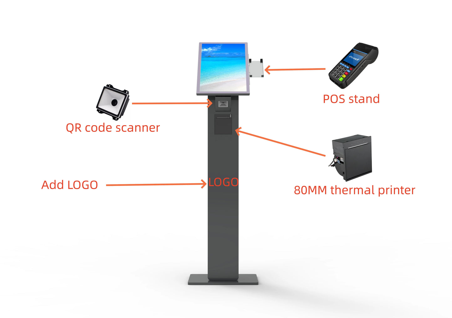 23.6 Inches Pos Automatic Machine 23.6Inch Touch Panel Pc Android System Payment Kiosk