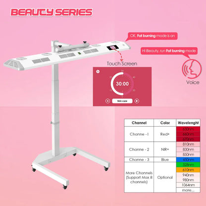 7 Wavelengths Infrared LED Red Light Therapy Lamp with Voice Control Red Light Therapy Panel Electric Stand Targeted for Face