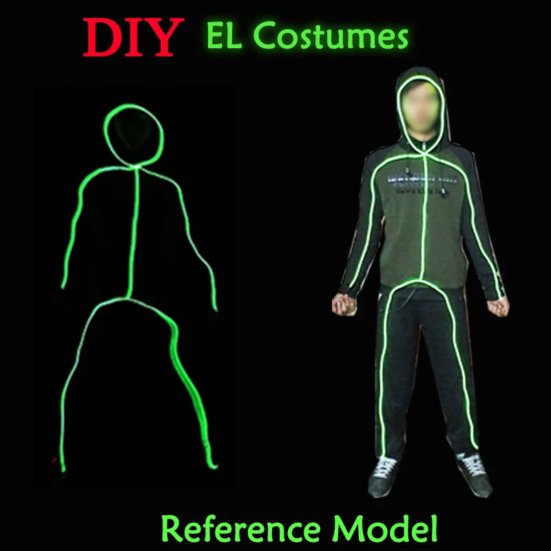 EL Suits New Fashion LED/EL Clothes Luminous Costumes Glow Dance Supplies Light Clothing Men For Holiday DIY Decoration Hot Sale