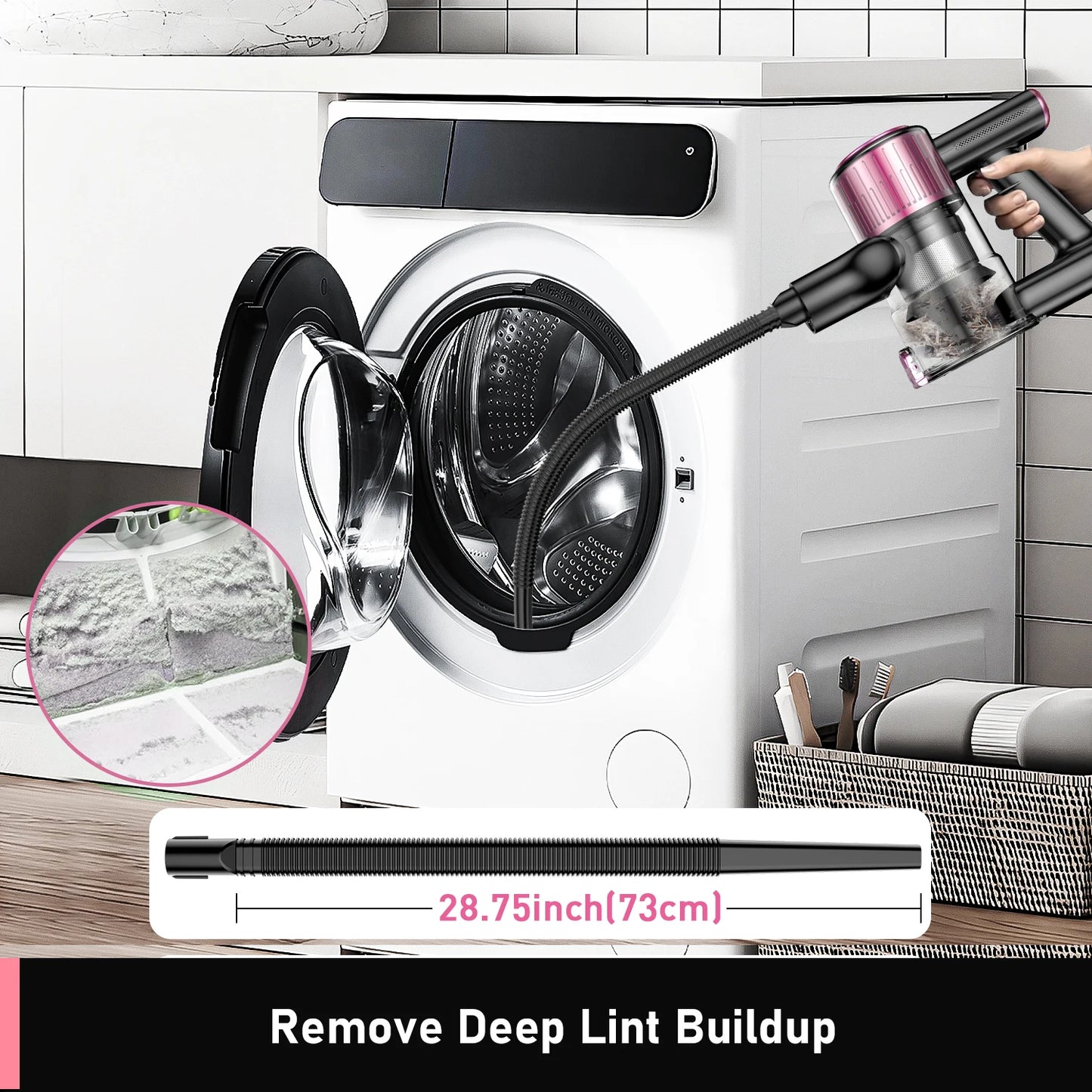 New Cordless Deep Cleaning Vacuum Cleaner Wireless Stick Vacuum for Dryer Vent for Home Hotels Cars Garage Application Battery