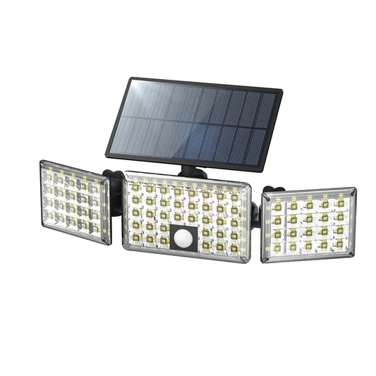 192 LED PIR Motion Sensor 3 Head Solar Outdoor Security Wall Light 270 Degree Wide Angle for Garden Garage Warehouse Pool-IP65