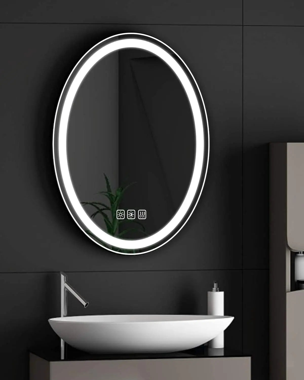 Modern LED Smart Mirror Wall-Mounted Anti-Fog Illumination with Sensor Touch Switch Convenient Use for Home Living Room Salon