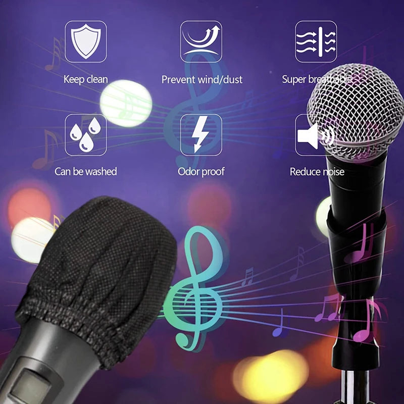 100 Pcs Disposable Microphone Covers, Windscreen Mic Covers, Handheld Microphone Protective Cap for Karaoke