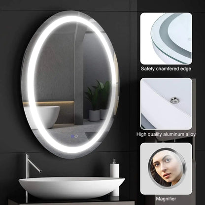 Modern LED Smart Mirror Wall-Mounted Anti-Fog Illumination with Sensor Touch Switch Convenient Use for Home Living Room Salon