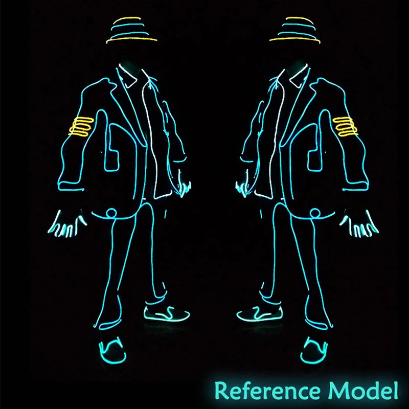EL Suits New Fashion LED/EL Clothes Luminous Costumes Glow Dance Supplies Light Clothing Men For Holiday DIY Decoration Hot Sale