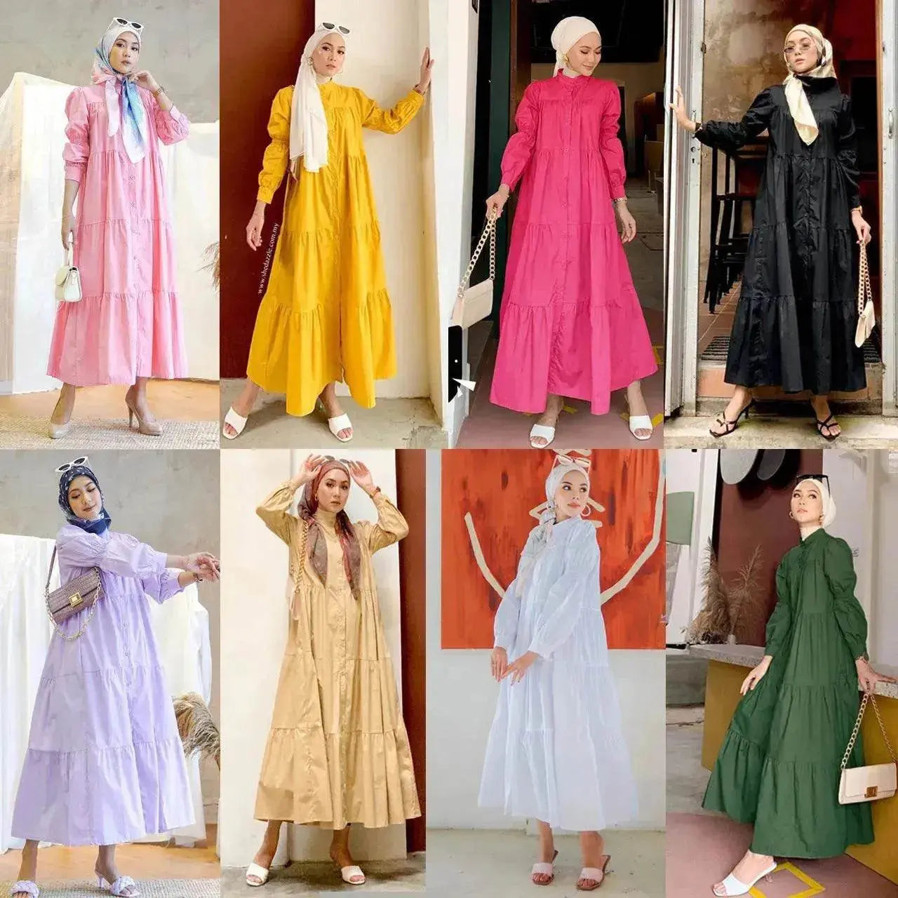 Malay Indonesian Cotton Arab  Patchwork Dress