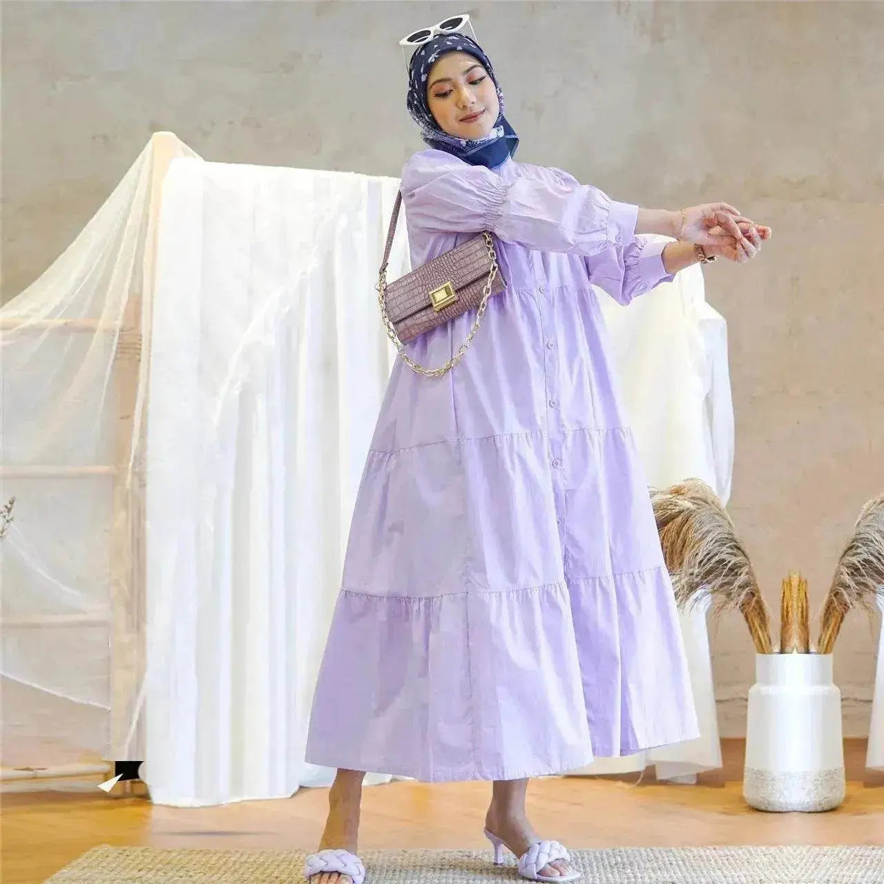 Malay Indonesian Cotton Arab  Patchwork Dress