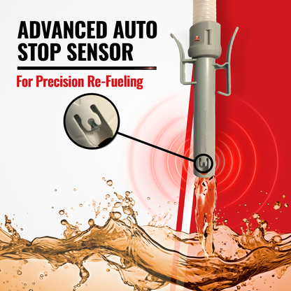 PUMPMATIC 12 FT HOSE + 5 GALLON YELLOW DIESEL CAN COMBO KIT - 3.8 GPM - GAS, DIESEL, KEROSENE