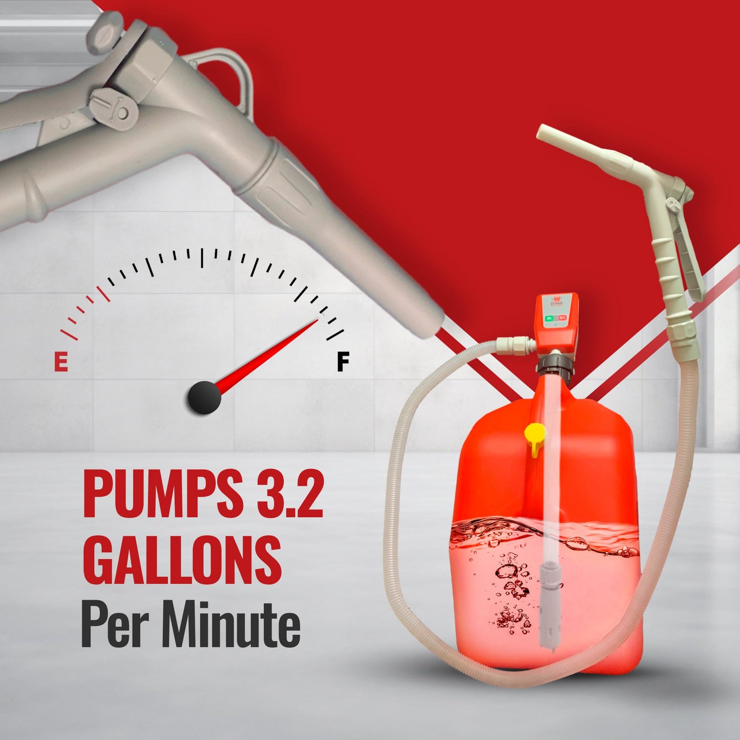 *New* PumpMatic Super Gas Pump w/ 4.25 Ft Hose & Flow Control Nozzle