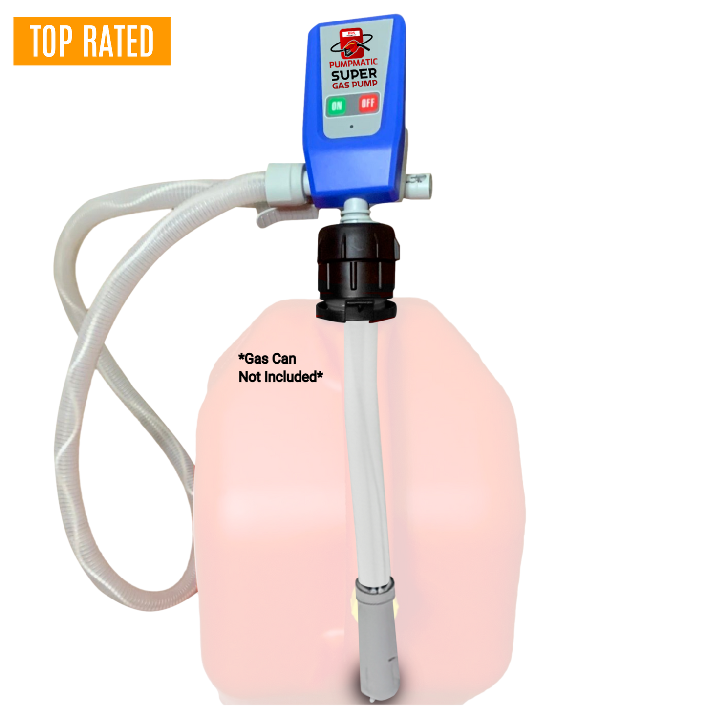 PumpMatic Super Gas Pump Fuel Transfer Pump for Gas, Diesel, Kerosene + 3 Power Sources w/ 4.25 Ft Hose