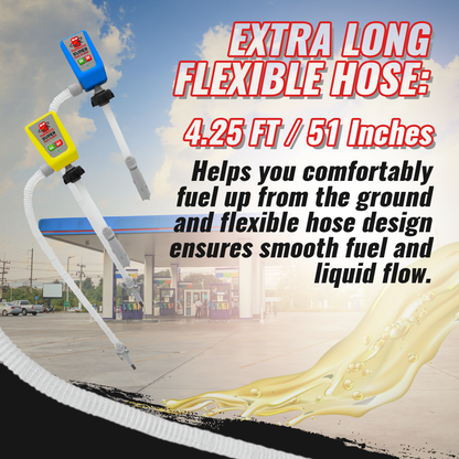 PumpMatic Super Gas Pump Fuel Transfer Pump for Gas, Diesel, Kerosene + 3 Power Sources w/ 4.25 Ft Hose