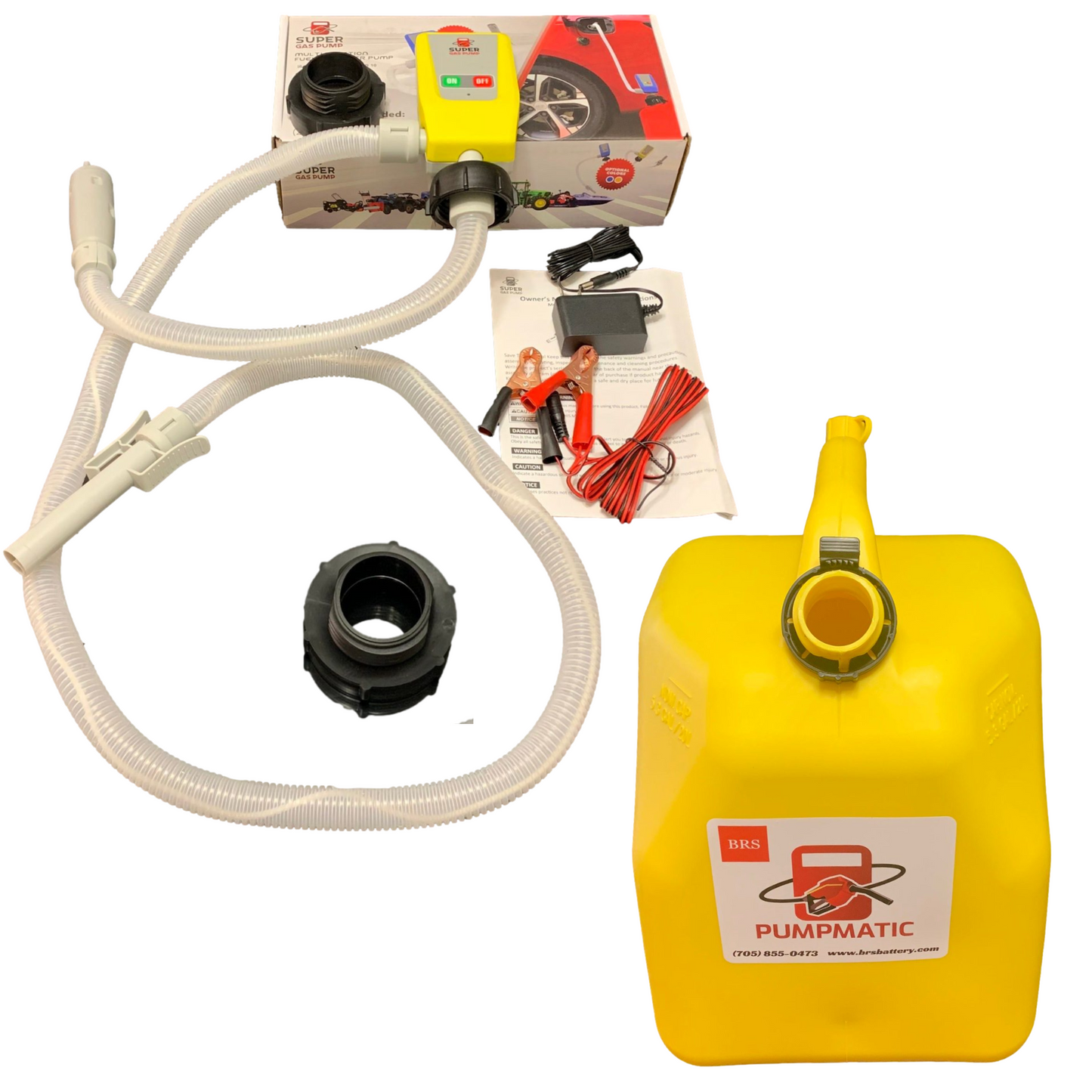 Diesel PumpMatic Super Gas Pump + Diesel Fuel Can Combo Kit Fuel Transfer Pump for Diesel, etc. 3 Power Sources w/ 4.25ft Hose