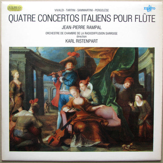 Vivaldi, Tartini, Sammartini, Pergolèse, Jean-Pierre Rampal, Orchestre De Chambre De La Radiodiffusion Sarroise Direction Karl Ristenpart ‎/ Quatre Concertos Italiens Pour Flûte - LP (used)