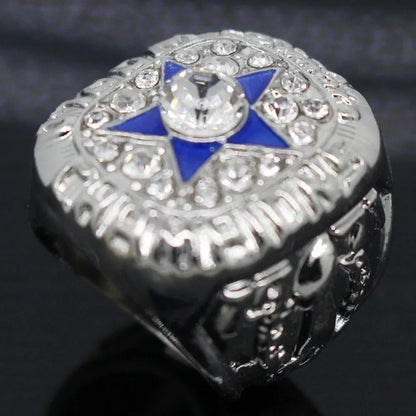 Bague de luxe Dallas Cowboy pour hommes et femmes, style punk, métal, cristal, étoile à cinq branches