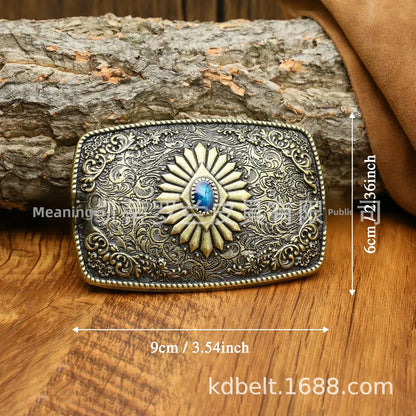 Ceinture ajustable en cuir style cowboy western, style punk, estampage en alliage, boucle de ceinture rétro américaine pour homme, accessoire de mode