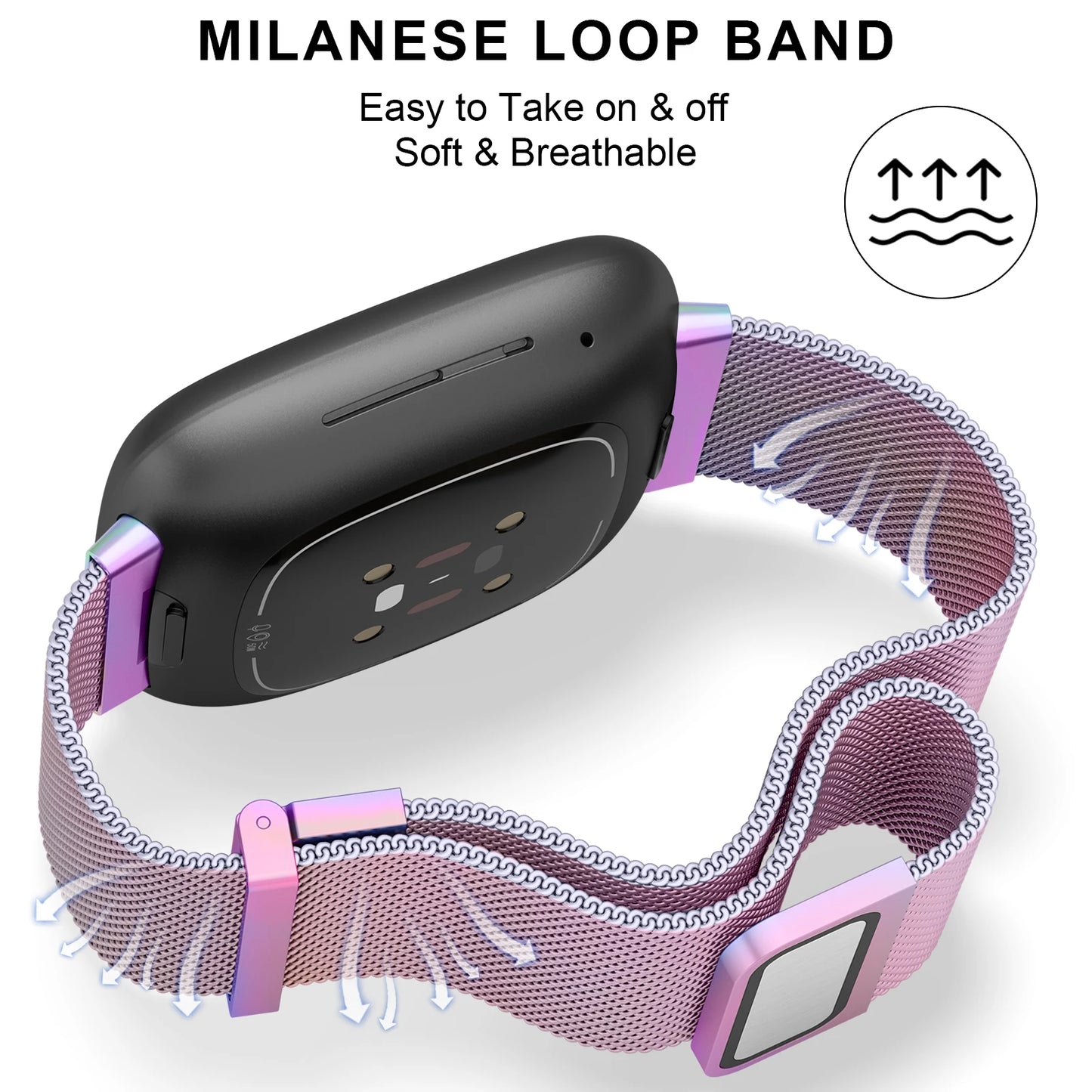 Bracelet magnétique en métal pour Fitbit Versa 3/4, bracelet de rechange milanais pour Fitbit Versa Sense/Sense 2