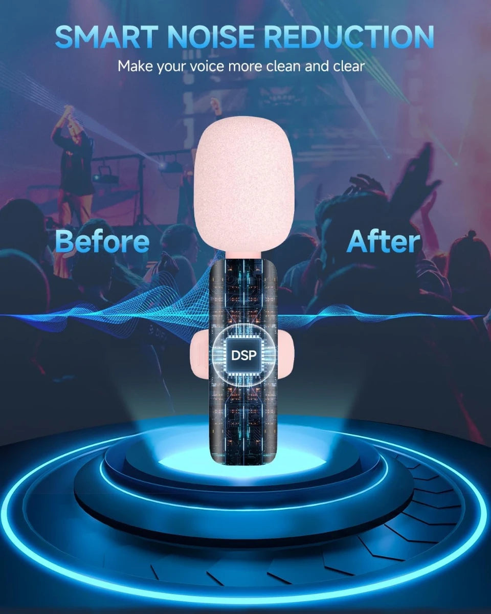 Pink Wireless Lavalier Lapel Microphone for iPhone iPad Vlogging Video Recording Mic for Live Interview Podcast Mic for Girl