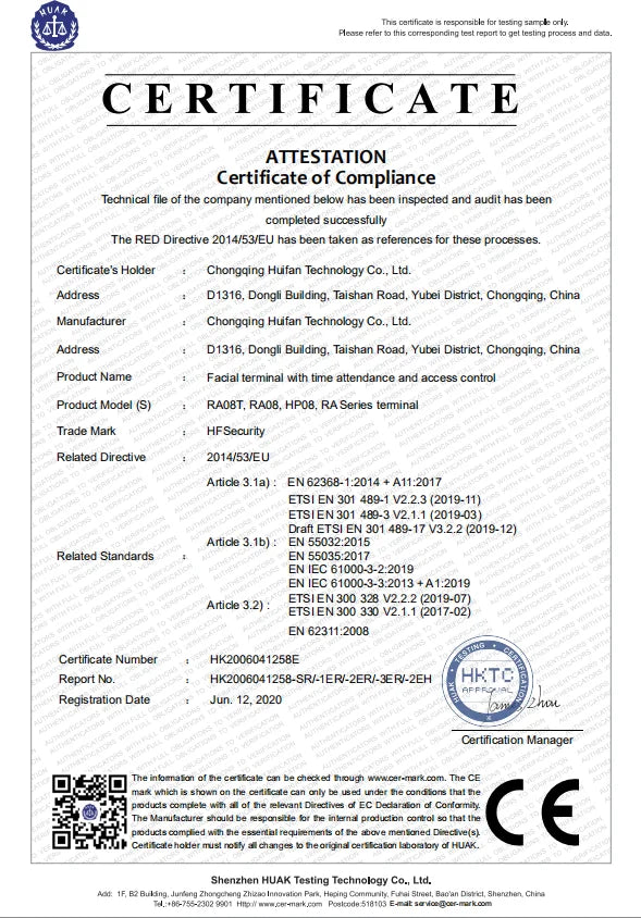 HFSecurity FR05 5 ''Android accès par empreinte digitale reconnaissance faciale temps de présence Machine système de contrôle d'accès de porte