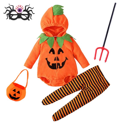 3-24M pumpkin Cosplay Baby Girls Boys Halloween Costume Sets Long Sleeve Cosplay jumpsuit for boys Carnival Party Clothes