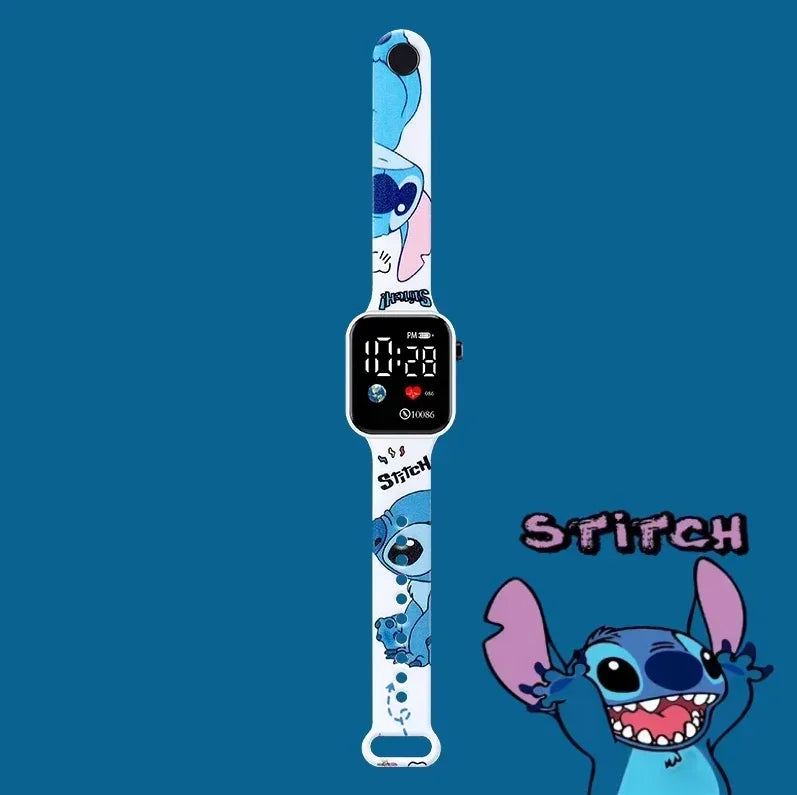 New Stitch cartoon color printed student LED electronic watch fashionable printed square Y1 button electronic watch