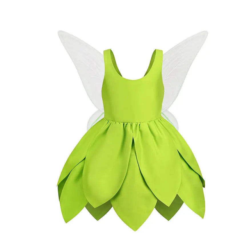 2024 Baby Girls Fairy Miss Tinker Dress Suspenders Frock Elves Cosplay Halloween Costume Child Pixie Elf Carnival Clothing Robes