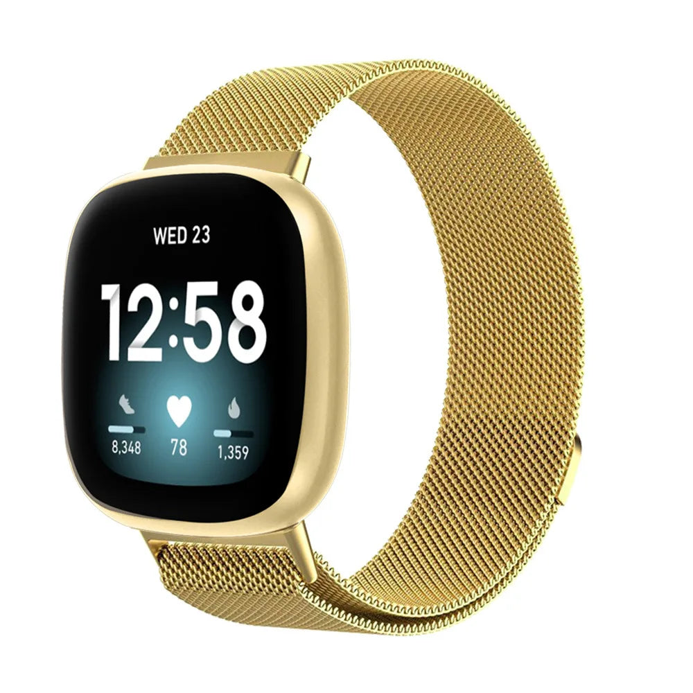 Metal Milanese Loop Strap For Fitbit Versa 4/Versa 3 Smartwatch Official Bracelet Wristband For Fitbit Sense 2-1 Magnetic Correa
