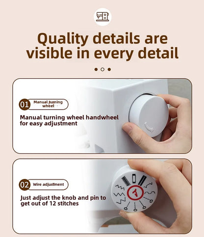 Sewing Machine, 12 Stitches Domestic Sewing Machine, Presser Foot, Overlock Machines, Electric Portable Pedal, Clothes Stitch