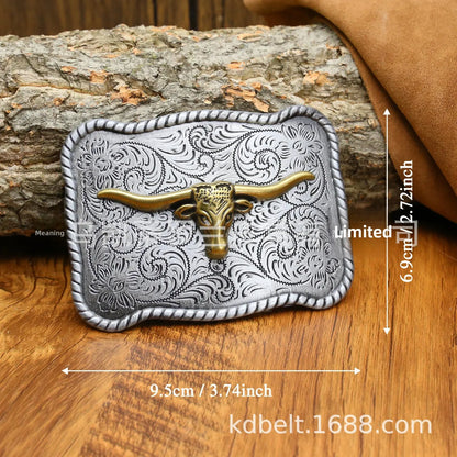 Ceinture ajustable en cuir style cowboy western, style punk, estampage en alliage, boucle de ceinture rétro américaine pour homme, accessoire de mode