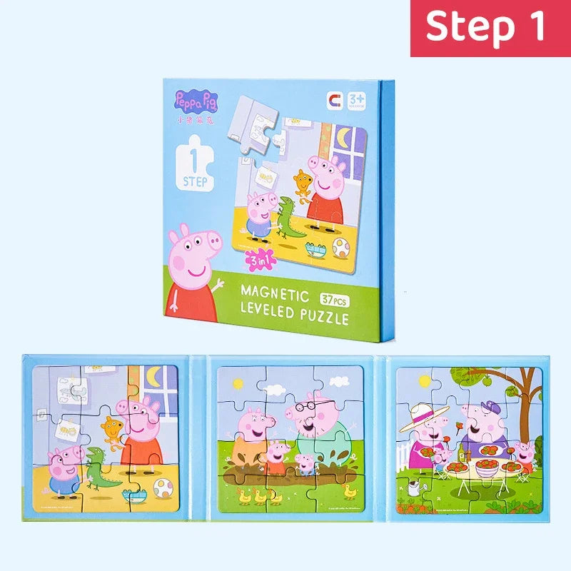 Kawaii Peppa Pig Magnetic Puzzle Children Cute Cartoon Anime Baby Early Education Advanced Magnetic Puzzle Books Toy Girls Gifts