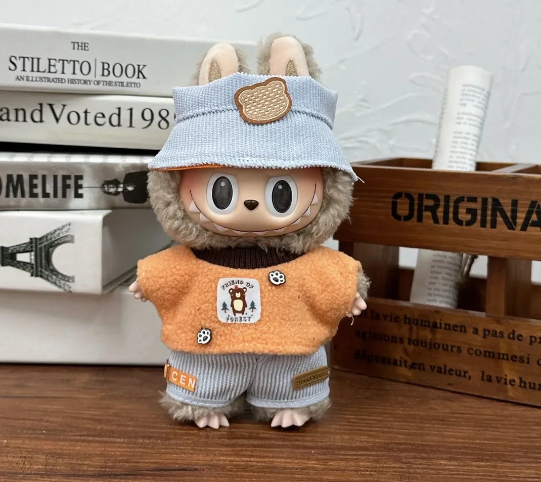 17cm Labubu  Mini Plush Toy Multiple Styles Clothing Set Labubu Outfit Accessories Trendy Play Clothing Labubu Clothes Gift