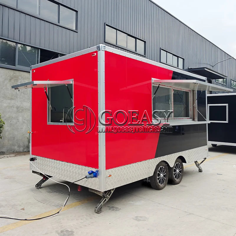 Modern Mobile Food Truck Pink Concession Trailer Ice Cream Cart Stainless Kitchen Hot Dog Pizza Van Juice Snack Bar