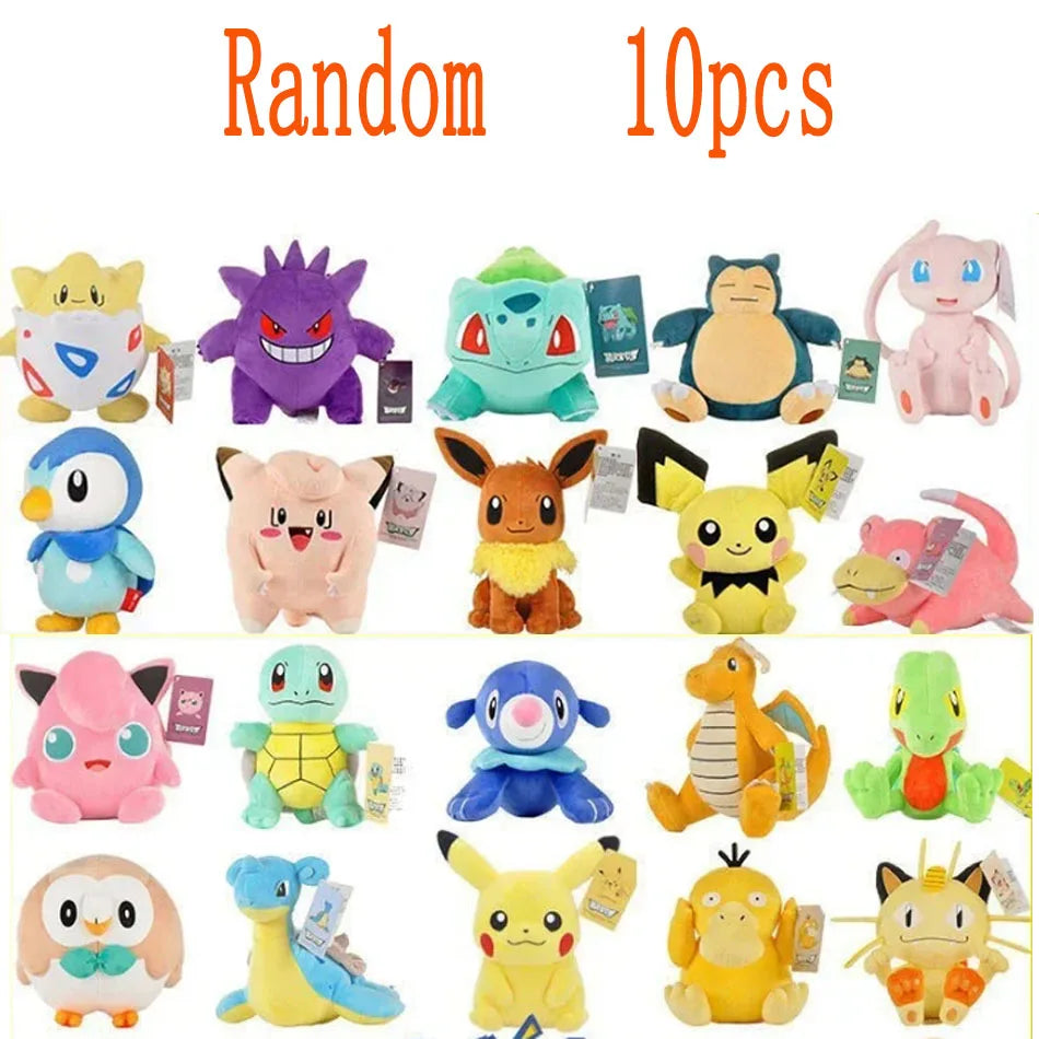 2025@@@@10PCS 20cm Pokemon Stuffed Plush Toys Kawaii Pikachu  Anime Doll Kids Birthday Kawaii Cute Soft Children Stuffed Plush
