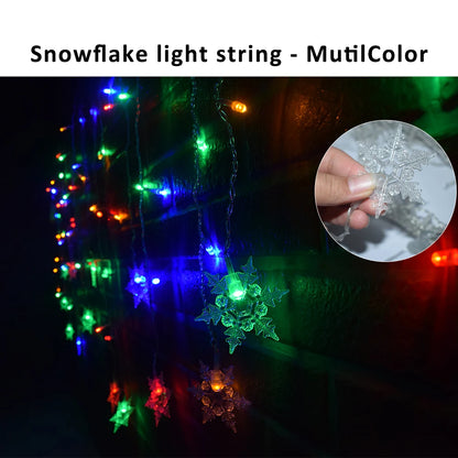 Guirlande lumineuse flocon de neige, 8 Modes, EU 220V US 110V, lumières de noël, décoration de salle, rideaux lumineux Led