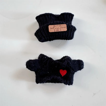 Cute Labubu Bunny Doll Accessories with Knitted Clothes Rabbit Ears Hat Heart Sweater for Toy Collectors Labubu Clothes