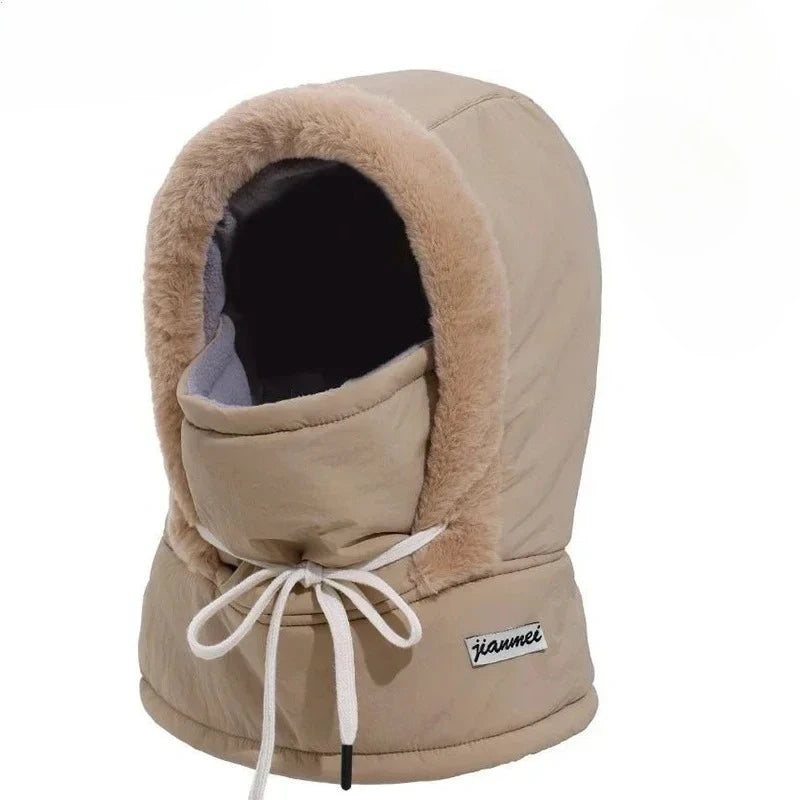 Cagoule thermique pour temps froid, écharpe d'hiver, capuche coupe-vent, chapeau en peluche, chauffe-cou, masque facial de Ski pour les activités de plein air