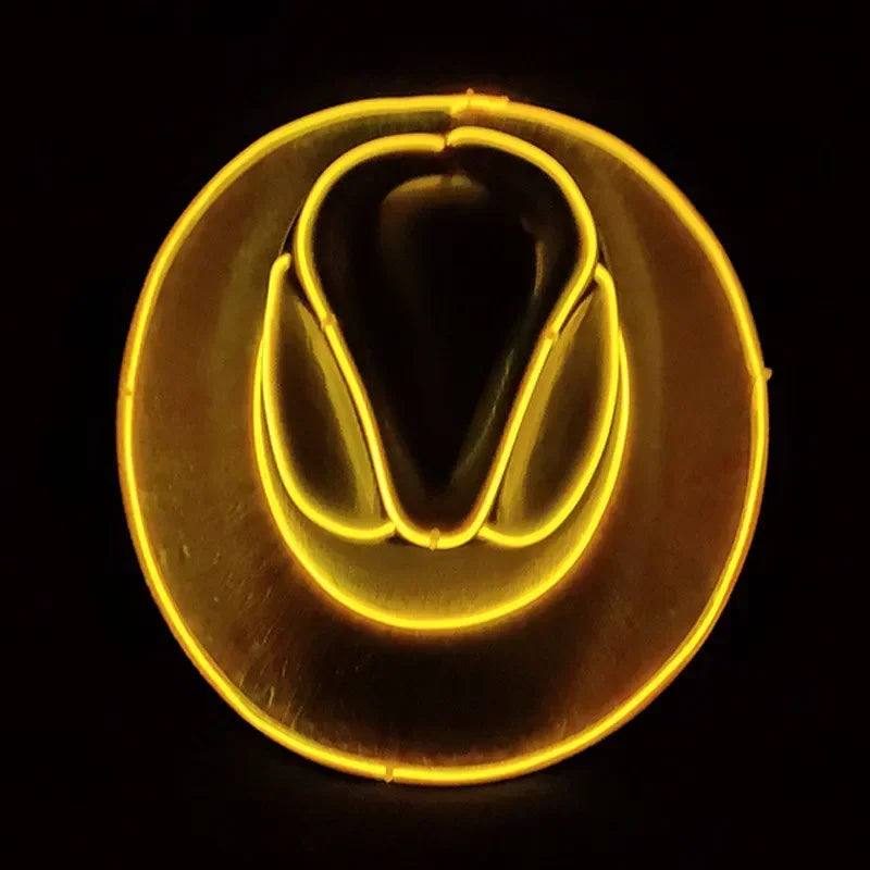 Glowing Light Bar Cap Wireless Disco Luminous Led Flashing Neon Western Cowboy Hat Bachelorette Party Supplies Bride Cowgirl Hat