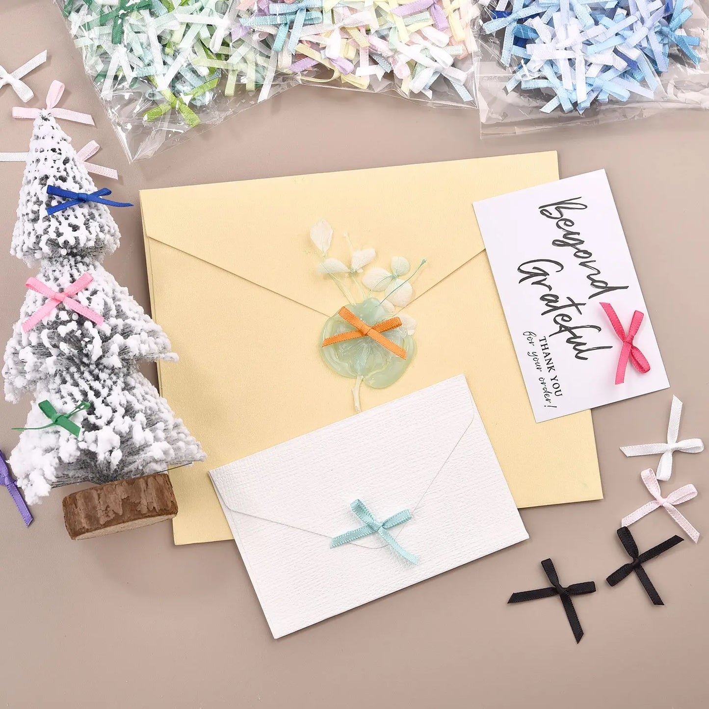 100pcs Mini Ribbon Bow Flower Satin Bows Ties DIY Crafts Embellishment Crafts Accessory Christmas Decoration Supplies