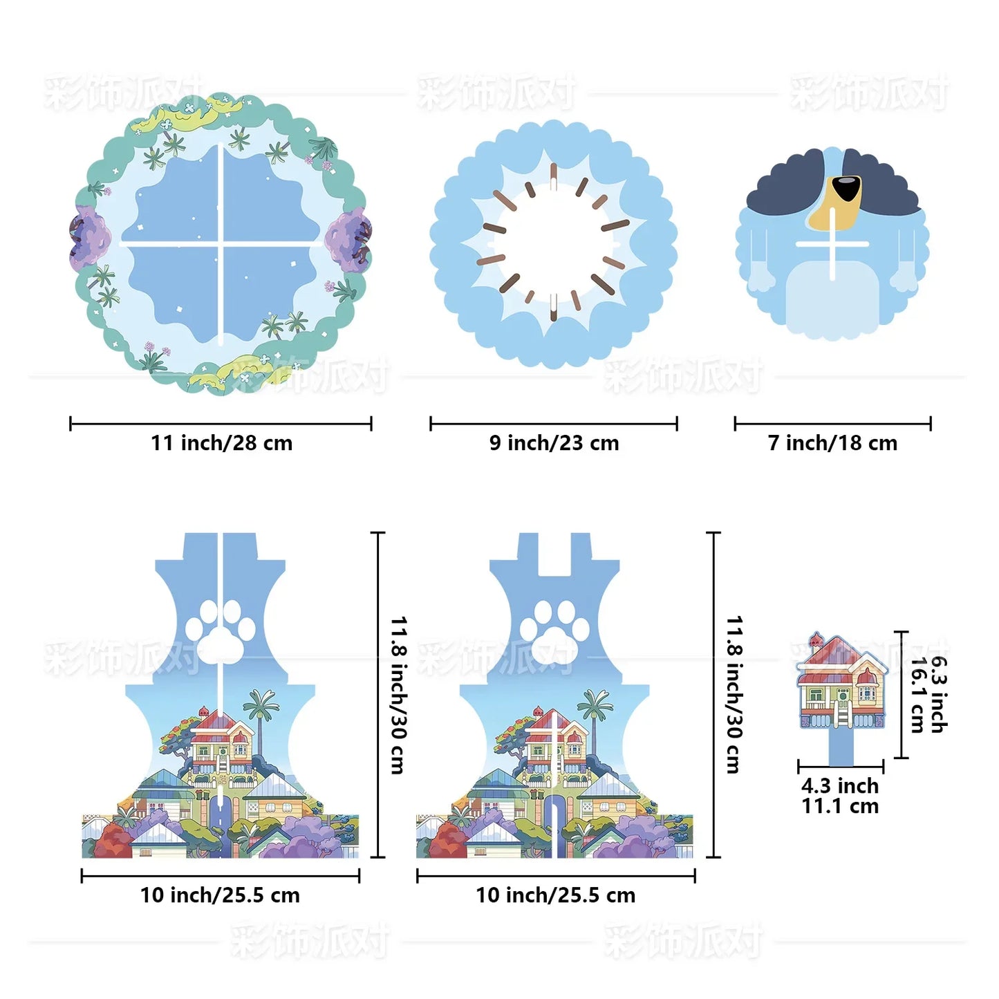 Cartoon Cute Bluey Birthday Party Cake Stand Dessert Table 3-Layer Paper Cake Tower Party Decoration Supplies Gifts