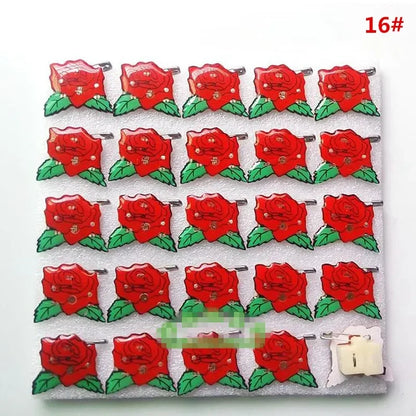 25pcs Party Love LED Flashing Brooch Pin Cartoon Light up Glow Badge Gift Cosplay Navidad Wedding Festival Halloween Christmas
